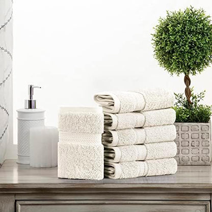 Superior Egyptian Cotton Plush & Absorbent, Face Towel Set of 6, Cream