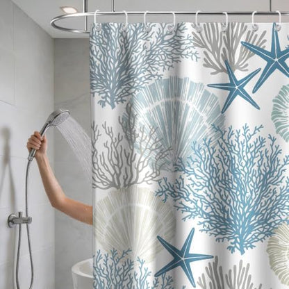 Cute Summer Ocean Shower Curtain Modern Luxury Coastal Seashell Nautical