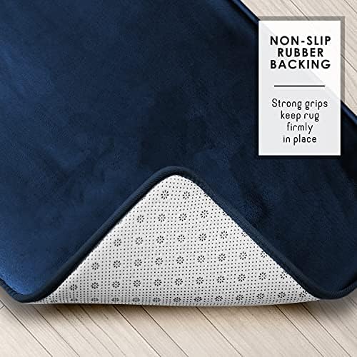 Clara Clark 2 Piece Bathroom Rugs, Velvet Memory Foam Bath Mat Set, Non-Slip Bath Rugs, Machine Wash, Dries Quickly, Ultra Soft Plush Bath Mats for Bathroom, 20 x 32 + Contour, Blue
