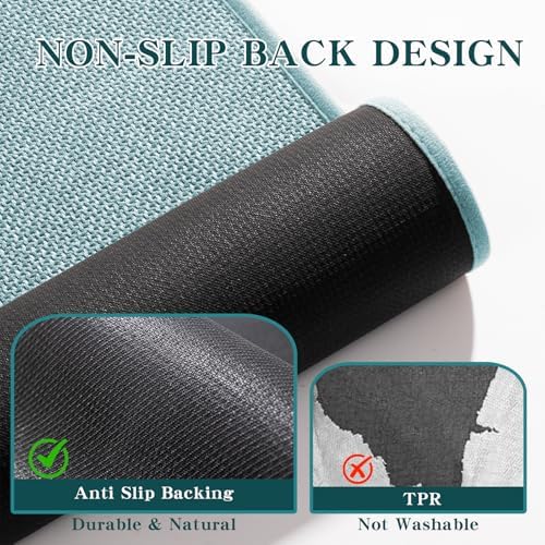 chakme Bathroom Rugs Mat 24x17, Ultra Thin Non Slip Bath Mat Small Quick Dry Absorbent Bath Mat for Bathroom Floor, (Light Blue, 24"x17")