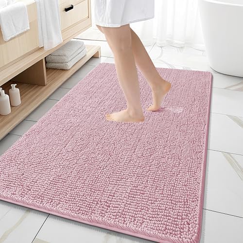 OLANLY Large Bathroom Rugs 59x35, Extra Soft Absorbent Chenille Bath Rugs