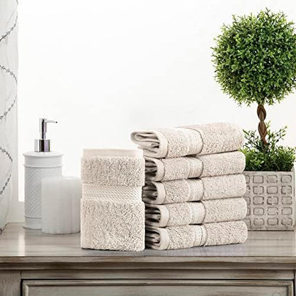 Superior Egyptian Cotton Plush & Absorbent, Face Towel Set of 6, Stone