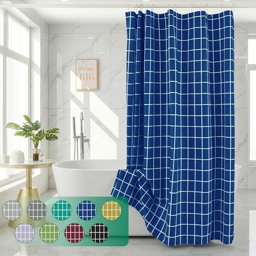 Fabric Farmhouse Shower Curtain-Extra Long Shower Curtains Bathroom Navy
