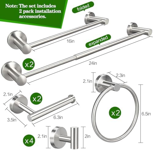 10pcs Brushed Nickel Retractable Bathroom Hardware Set