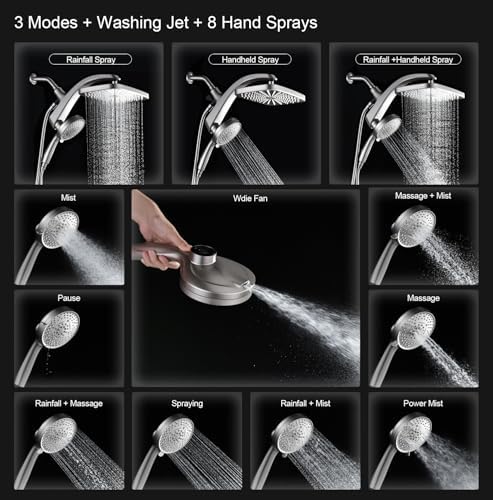 Rain Shower Head with Handheld Showerhead, Nickel 1.75GPM 460311