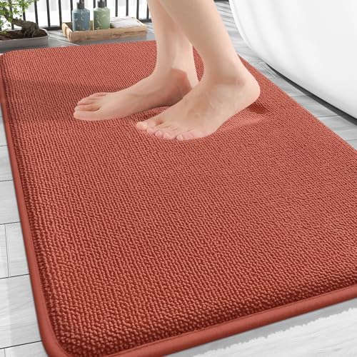 OLANLY Memory Foam Absorbent Bathroom Rugs Mats 30x20, Rustic Terracotta