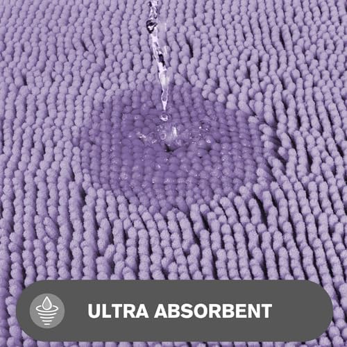 Bathroom Rugs 30 x 50 Inch – Extra Large Bath Mat | Absorbent and Washable Thick Chenille Bath Rugs Non-Slip Runner Rug for Bathroom, Shower, Tub(Lavender)
