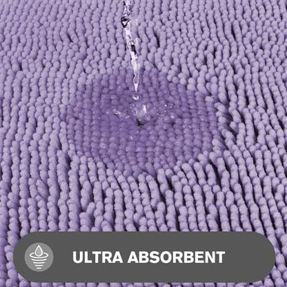 Lavender Bathroom Rugs – Absorbent and Washable Bath Mat, Non-Slip, Thick Soft Chenille Bath Rugs for Bathroom Floor, Shower, Sink - 26" x 44"