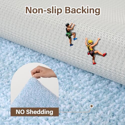 44x24 Bathroom Rugs Non Slip Washable, Soft Absorbent Bath Mat Light Blue