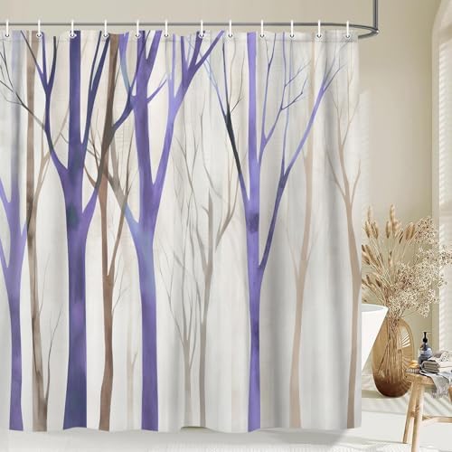 Birch Forest Abstract Shower Curtain Farmhouse Bathroom Decor 60X72 Inch