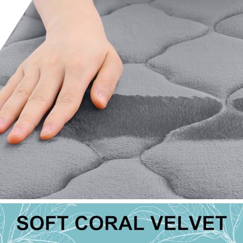 OLANLY Memory Foam Bath Mat Rug 44x24, Ultra Soft Bathroom Rugs, Grey