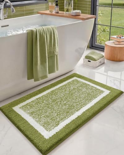 Color&Geometry Simple and Stylish Large Bath Mat for Bathroom,24"x36" Green