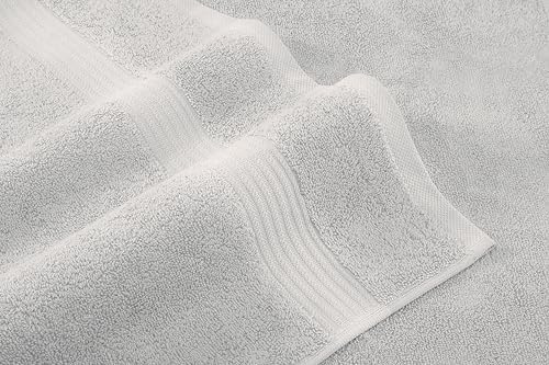 American Veteran Towel, 6 Piece Towel Set for Bathroom, 100% Cotton Turkish Bathroom Towels, 2 Bath Towels 2 Hand Towels 2 Washcloths, Silver Grey