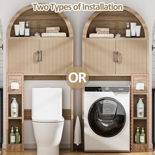 Spurgehom Over Toilet Storage Cabinet, Bathroom Arch Organizer,Wood