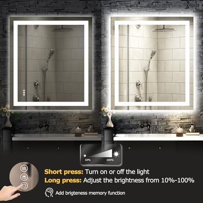 Hivone 36"X32" LED Bathroom Mirror with Lights, UL Listed