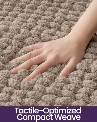 DEXI Bathroom Rugs 43x24, Non Slip Washable Chinelle Bath Mat, Taupe