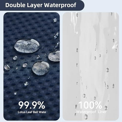 Shower Curtain and Liner Set, 3 in 1 Waffle Shower Curtain Set with 12 Double Sided Shower Curtain Hooks, Fabric Shower Curtains for Bathroom, Navy Blue, 72 x 72