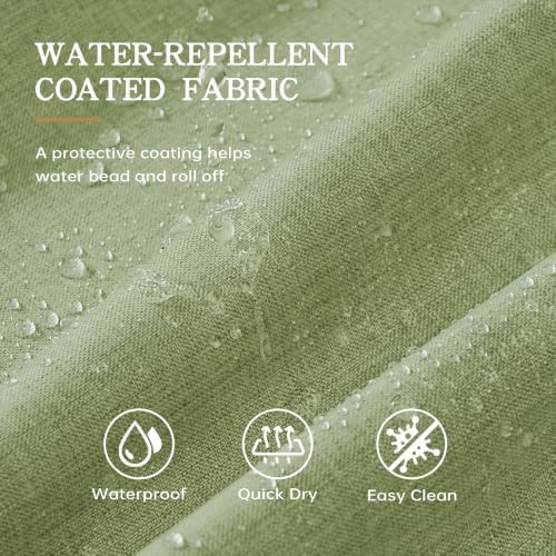 Furlinic Scalloped Linen No Hook Shower Curtain Sage Green Waterproof 72x75