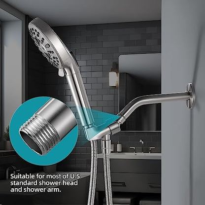Cobbe Shower Arm with Flange and Teflon Tape, 8-Inches Wall Mounted Shower Pipe Arm 304 Stainless Steel Extension for Fixed Shower Head, Brushed Nickel