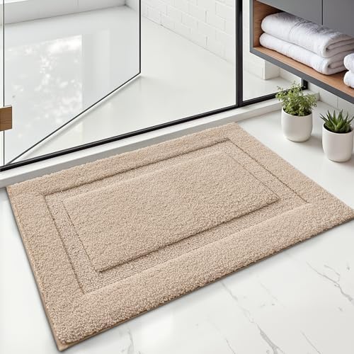 LUMI Ultra Soft Bathroom Rugs Absorbent, Non Slip Bath Mat 24x36, Beige