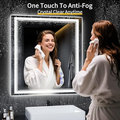 32"x30" LED Bathroom Mirror with Lights,Anti-Fog,3 Color Modes