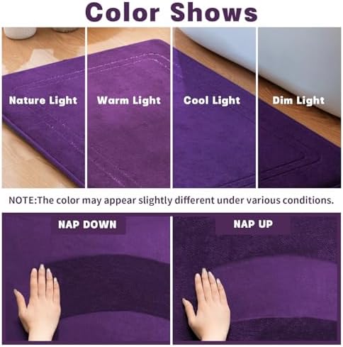 YIHOUSE Purple Memory Foam Bathroom Rug Set - 5 Piece Non Slip Bath Mats, Absorbent & Quick Drying for Bathroom Floor
