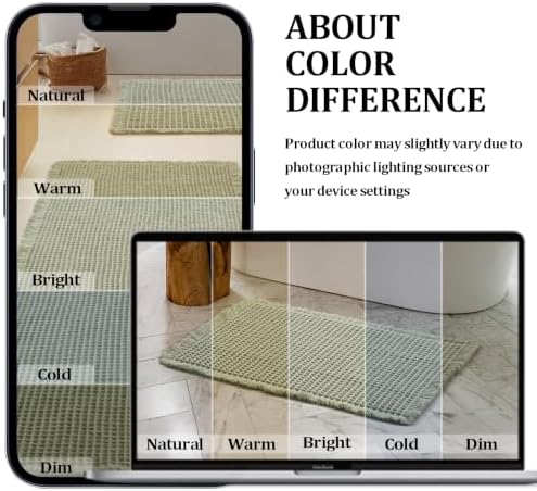 JIUZHEN Set of 2 Waffle Bathroom Rugs Non Slip Bath Mats, 16"x24"+24"x60"