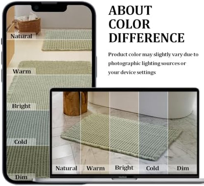 JIUZHEN Set of 2 Waffle Bathroom Rugs Non Slip Bath Mats, 16"x24"+24"x60"