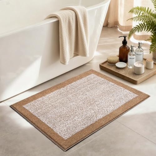 Bathroom Rugs 30x20 Non Slip Washable, Soft Absorbent Bath Mat Coffee