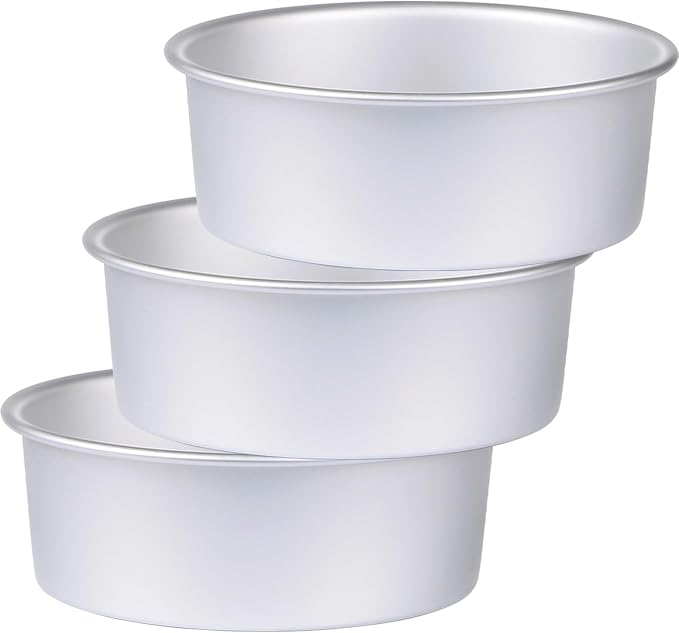 9 x 3 inch Round Cake Pan Set of 3, Aluminum Baking Pans for Layer Cakes, Heavy Duty Non-Stick, Evenly Baking Molds for Home Kitchen, Birthday Wedding Anniversary