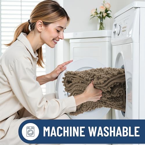 Smiry Bathroom Rugs 24X16, Extra Soft Rubber Backing Chenille Bath Mats