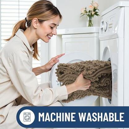 Smiry Bathroom Rugs 24X16, Extra Soft Rubber Backing Chenille Bath Mats