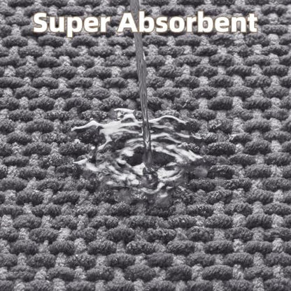 PADOOR-Bath Mat-Super Absorbent Chenille Bathroom Mats-Rubber Backed Bath Mats for Bathroom Non Slip, Easy Clean Bathroom Rugs Front of Bathtub,Shower Room,Sink-20×32, Grey&Darkgrey