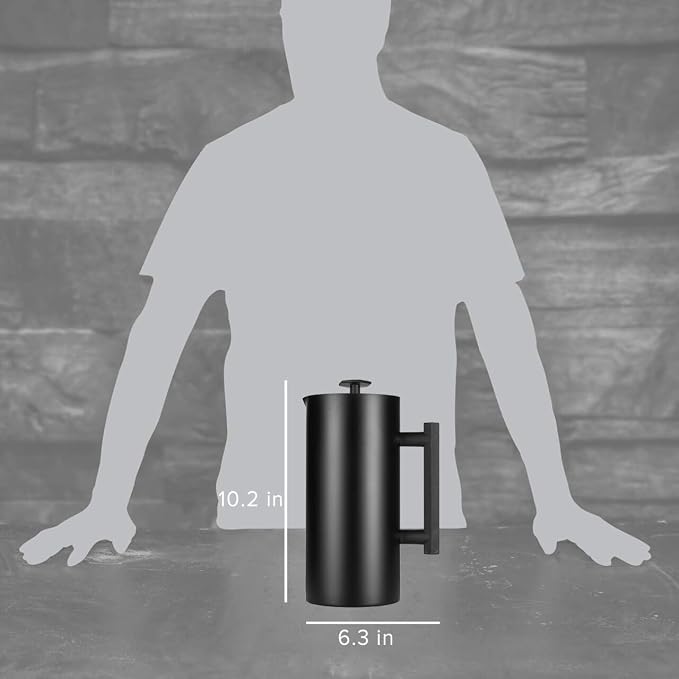 ESPRO P6 32 Ounces French Press Coffee Maker, Double Walled Stainless Steel Insulated, Matte Black