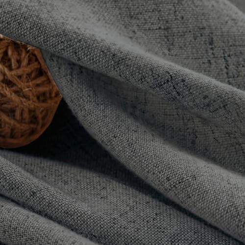 Farmhouse Shower Curtain Ruffle Linen Flax Dark Gray 72" W x 72" L
