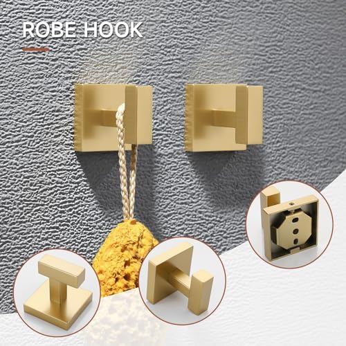 TQKAG 5 Piece Brushed Gold Bathroom Accessories 23.6" Bathroom Hardware Set