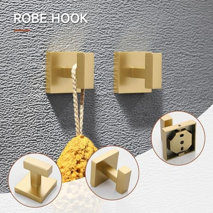TQKAG 5 Piece Brushed Gold Bathroom Accessories 23.6" Bathroom Hardware Set