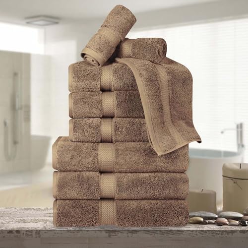 Superior Egyptian Cotton 800 GSM Plush & Absorbent, 9 Piece Set, Latte