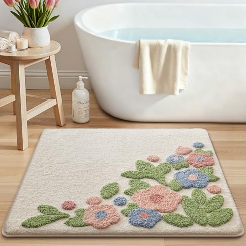 LUMI Square Bathroom Rug 32x32, Soft Absorbent Bath Mat, Non Slip