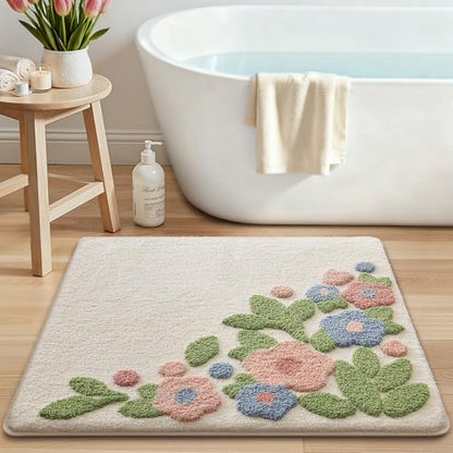 LUMI Square Bathroom Rug 32x32, Soft Absorbent Bath Mat, Non Slip