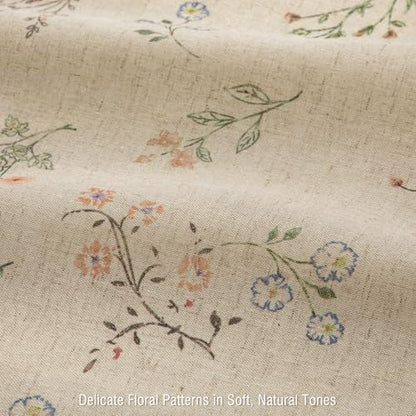 Floral Farmhouse Vintage Linen Shower Curtain French Country Decor 72Wx90H