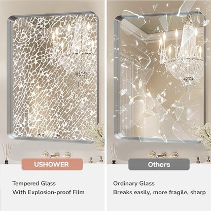 USHOWER Brushed Nickel Bathroom Mirror 22"x30"