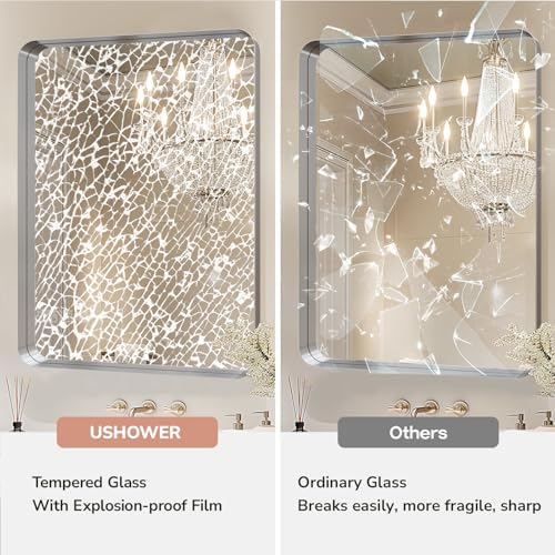 USHOWER Brushed Nickel Bathroom Mirrors 24"x36" 2 Pack