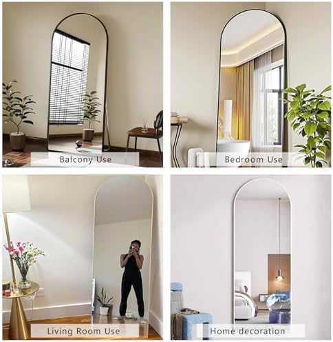 Dewfig Mirror Full Length, 64"X20" Arched Floor Mirror, Black