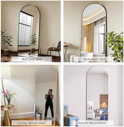Dewfig Mirror Full Length, 64"X20" Arched Floor Mirror, Black