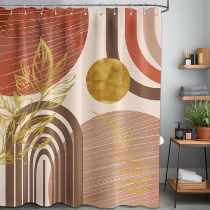 Burnt Orange Shower Curtain, 72x72 in, Mid Century Modern MCM
