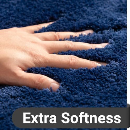 DEXDE Bathroom Rugs Runner Non-Slip Mat for Bathroom Floor 24X47 Navy Blue