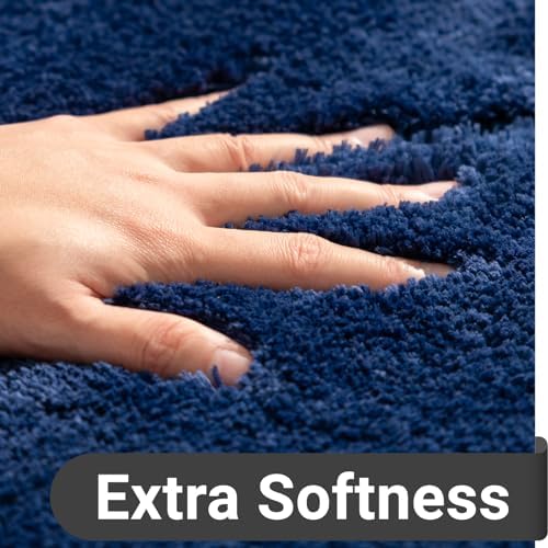 DEXDE Bathroom Rugs Mat Soft Absorbent Shaggy Floor Carpet Navy Blue 20x32