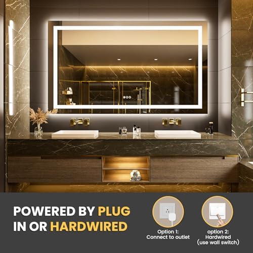 LOAAO 68"X36" LED Bathroom Mirror with Lights, UL Listed