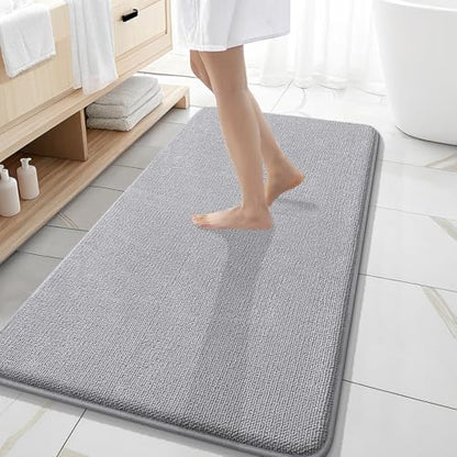 OLANLY Memory Foam Bathroom Runner Rug 47x20, Absorbent Long Bath Mat, Grey